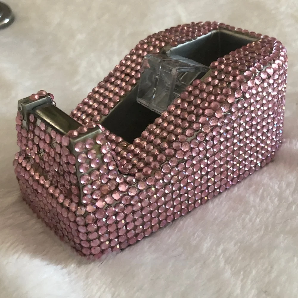 Pink Rhinestone Computer Mouse, tape & stapler 3pc set! Vintage!
